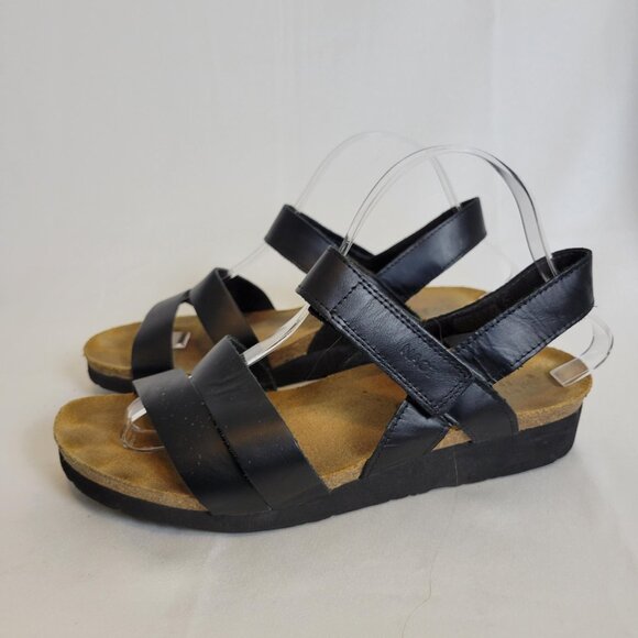 Naot Krista Sandals Black Sling Back Adjustable Leather Strap Women's Size 10/41 - Picture 1 of 9